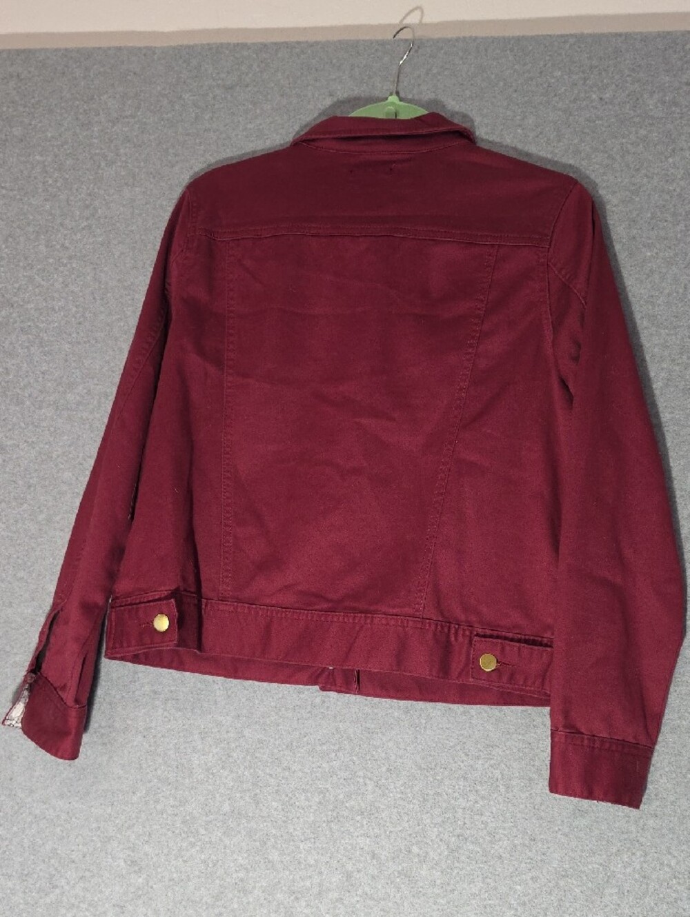 IMAN Burgundy Button-Front Jean Jacket - Picture 6 of 7